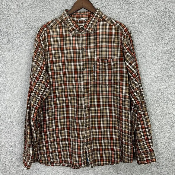 Columbia Button Up Shirt Mens Large Brown Plaid Long Sleeve Outdoors Gorpcore‎ - Picture 1 of 7
